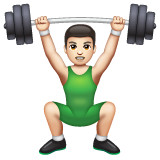 Whatsapp design of the person lifting weights: light skin tone emoji verson:2.23.2.72