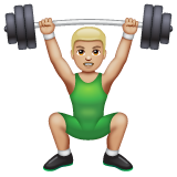 Whatsapp design of the person lifting weights: medium-light skin tone emoji verson:2.23.2.72
