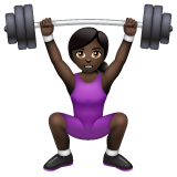 Whatsapp design of the woman lifting weights: dark skin tone emoji verson:2.23.2.72
