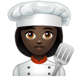 Whatsapp design of the woman cook: dark skin tone emoji verson:2.23.2.72