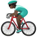 Whatsapp design of the person biking: dark skin tone emoji verson:2.23.2.72