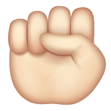 Whatsapp design of the raised fist: light skin tone emoji verson:2.23.2.72