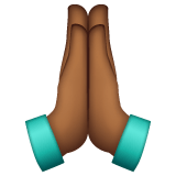 Whatsapp design of the folded hands: medium-dark skin tone emoji verson:2.23.2.72