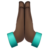 Whatsapp design of the folded hands: dark skin tone emoji verson:2.23.2.72