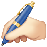 Whatsapp design of the writing hand: light skin tone emoji verson:2.23.2.72