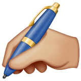 Whatsapp design of the writing hand: medium-light skin tone emoji verson:2.23.2.72