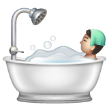 Whatsapp design of the person taking bath: light skin tone emoji verson:2.23.2.72