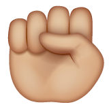 Whatsapp design of the raised fist: medium-light skin tone emoji verson:2.23.2.72