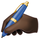 Whatsapp design of the writing hand: dark skin tone emoji verson:2.23.2.72