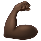 Whatsapp design of the flexed biceps: dark skin tone emoji verson:2.23.2.72