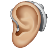 Whatsapp design of the ear with hearing aid: medium-light skin tone emoji verson:2.23.2.72