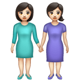 Whatsapp Whatsapp design of the women holding hands: light skin tone emoji verson:2.23.2.72