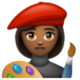 Whatsapp design of the woman artist: medium-dark skin tone emoji verson:2.23.2.72