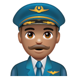 Whatsapp design of the man pilot: medium skin tone emoji verson:2.23.2.72