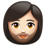Whatsapp design of the woman: light skin tone beard emoji verson:2.23.2.72