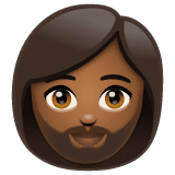 Whatsapp design of the woman: medium-dark skin tone beard emoji verson:2.23.2.72