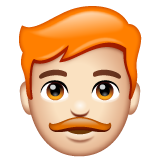 Whatsapp design of the man: light skin tone red hair emoji verson:2.23.2.72