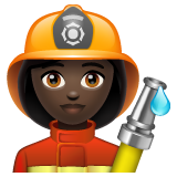Whatsapp design of the woman firefighter: dark skin tone emoji verson:2.23.2.72