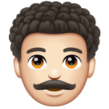 Whatsapp design of the man: light skin tone curly hair emoji verson:2.23.2.72