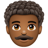 Whatsapp design of the man: medium-dark skin tone curly hair emoji verson:2.23.2.72