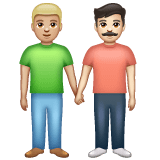 Whatsapp design of the men holding hands: medium-light skin tone light skin tone emoji verson:2.23.2.72