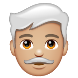 Whatsapp design of the man: medium-light skin tone white hair emoji verson:2.23.2.72