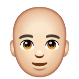 Whatsapp design of the man: light skin tone bald emoji verson:2.23.2.72