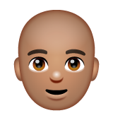 Whatsapp design of the man: medium skin tone bald emoji verson:2.23.2.72