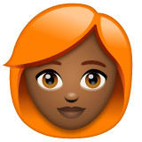 Whatsapp design of the woman: medium-dark skin tone red hair emoji verson:2.23.2.72