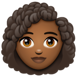Whatsapp design of the woman: medium-dark skin tone curly hair emoji verson:2.23.2.72