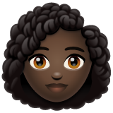 Whatsapp design of the woman: dark skin tone curly hair emoji verson:2.23.2.72
