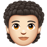 Whatsapp design of the person: light skin tone curly hair emoji verson:2.23.2.72