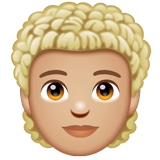 Whatsapp design of the person: medium-light skin tone curly hair emoji verson:2.23.2.72