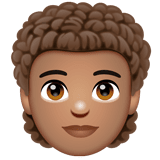 Whatsapp design of the person: medium skin tone curly hair emoji verson:2.23.2.72