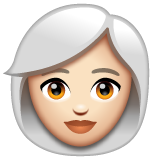 Whatsapp design of the woman: light skin tone white hair emoji verson:2.23.2.72