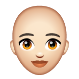 Whatsapp design of the woman: light skin tone bald emoji verson:2.23.2.72