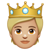 Whatsapp design of the person with crown: medium-light skin tone emoji verson:2.23.2.72