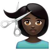 Whatsapp design of the woman getting haircut: dark skin tone emoji verson:2.23.2.72