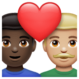 Whatsapp design of the couple with heart: man man dark skin tone medium-light skin tone emoji verson:2.23.2.72