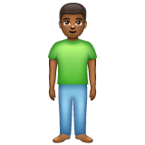 Whatsapp design of the man standing: medium-dark skin tone emoji verson:2.23.2.72