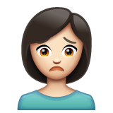 Whatsapp design of the person frowning: light skin tone emoji verson:2.23.2.72