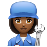 Whatsapp design of the woman mechanic: medium-dark skin tone emoji verson:2.23.2.72