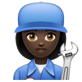 Whatsapp design of the woman mechanic: dark skin tone emoji verson:2.23.2.72