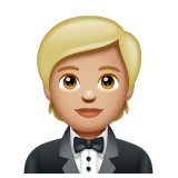 Whatsapp design of the person in tuxedo: medium-light skin tone emoji verson:2.23.2.72