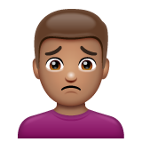 Whatsapp design of the man frowning: medium skin tone emoji verson:2.23.2.72