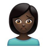 Whatsapp design of the woman frowning: dark skin tone emoji verson:2.23.2.72