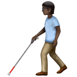Whatsapp design of the person with white cane: dark skin tone emoji verson:2.23.2.72