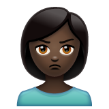 Whatsapp design of the person pouting: dark skin tone emoji verson:2.23.2.72