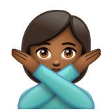 Whatsapp design of the person gesturing NO: medium-dark skin tone emoji verson:2.23.2.72