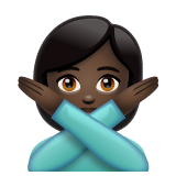 Whatsapp design of the person gesturing NO: dark skin tone emoji verson:2.23.2.72